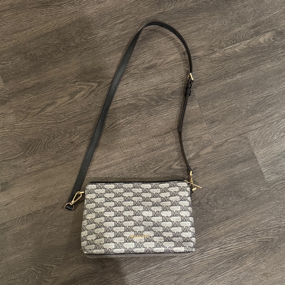 Michael Kors Monogram Black and Cream Crossbody Bag